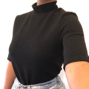 Black short sleeve mock turtleneck